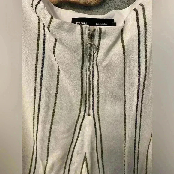 Womens Palazzo Striped Wide Leg Flowing white black pockets Proenza Schouler 6 - Picture 1 of 11